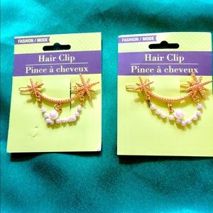 🆕Hanging Pearl and Gold-tone Hair Clip Barrette💫